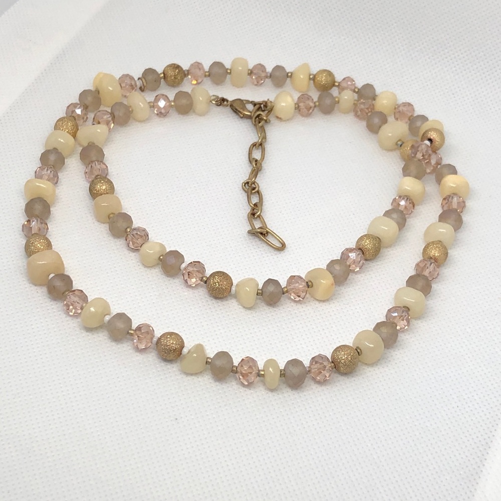 Vintage Quartz & Calcite Necklace With Glass Beads